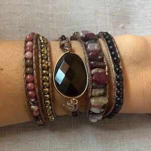 Boho Multi-Color Beaded Gemstone Wrap Bracelet
